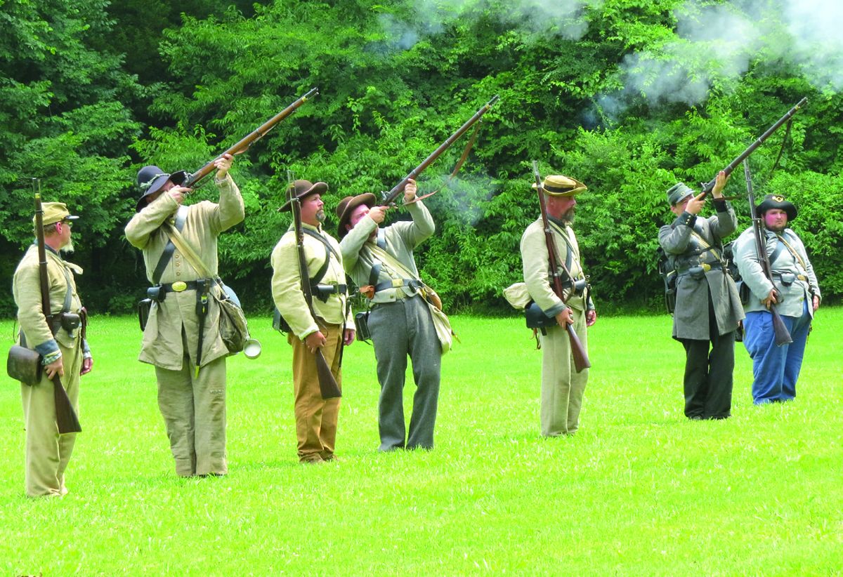 Confederate firing demonstration by members of the 48th Tennessee.