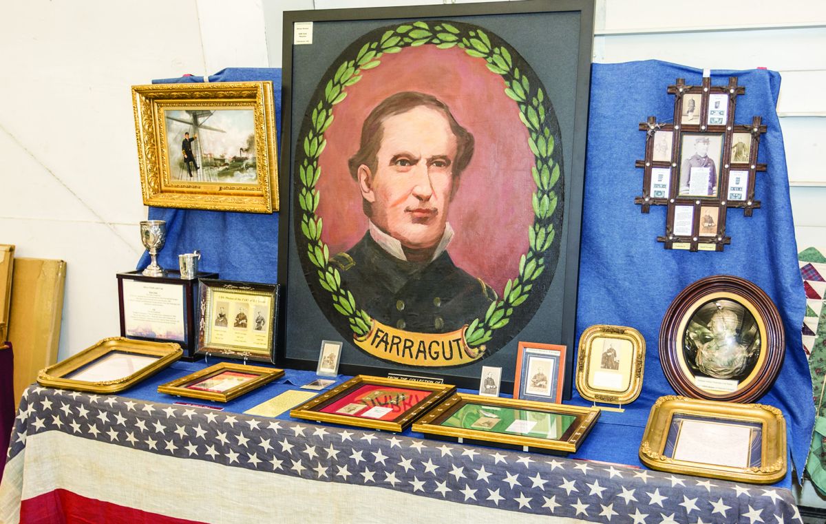 Part of Paul DeHaan’s Admiral Farragut Collection. One of the many displays of original Civil War period items for viewing by the public.