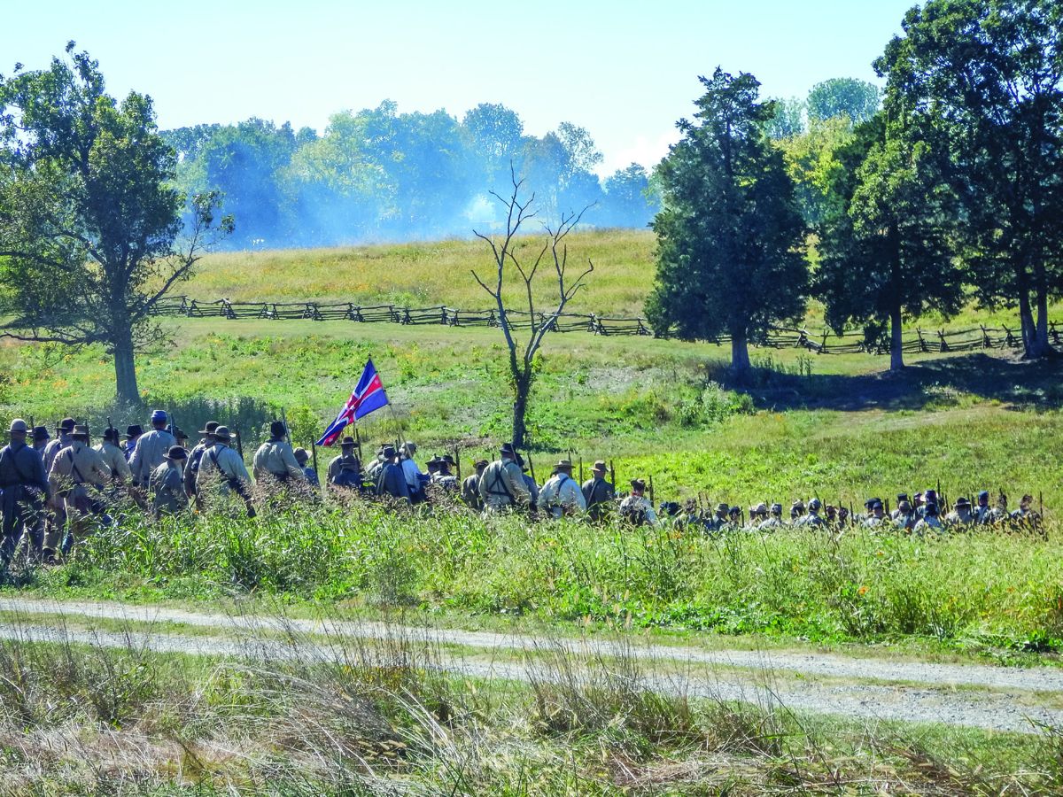 Confederate troops heading into battle.