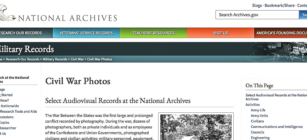 National Archives Civil War Photos website.