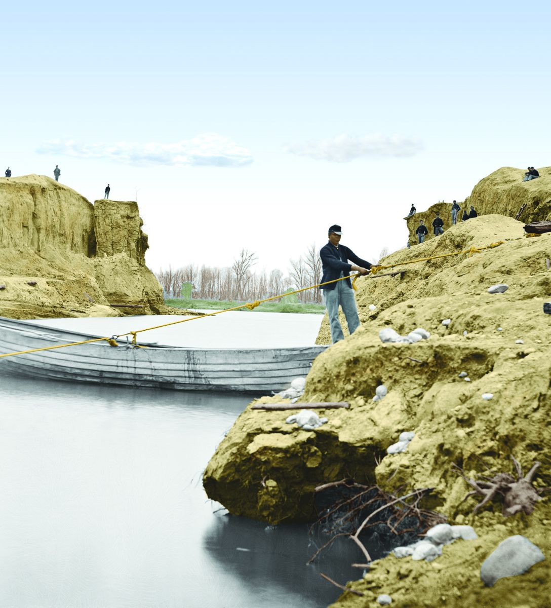 View of Completed Canal, Dutch Gap Canal, Virginia, April; Colorization © 2012 civilwarincolor.com (Library of Congress)