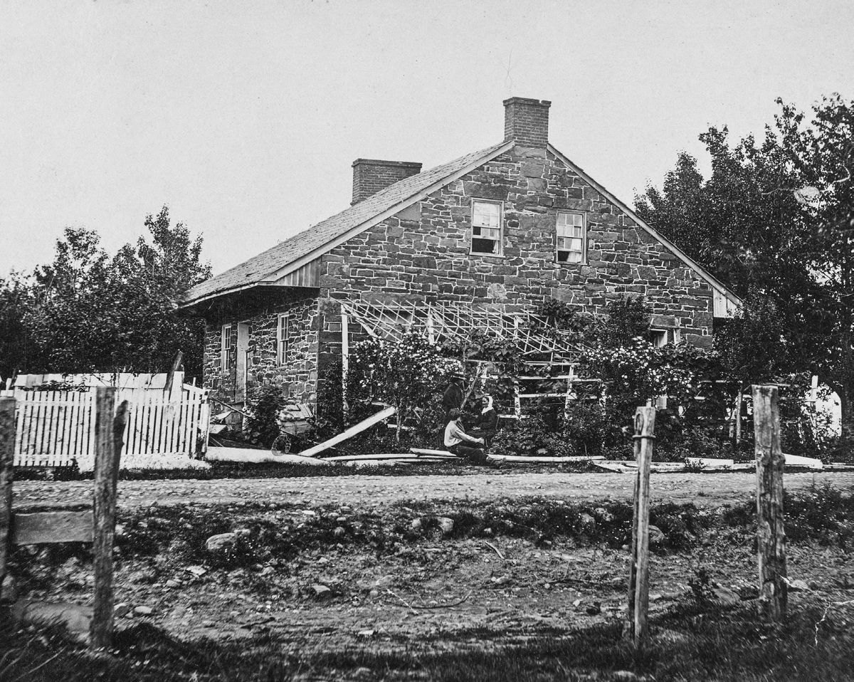 Albumen print of General Lee’s Headquarters. Mrs. Mary Thompson’s house, on Chambersburg Pike, taken after the battle.