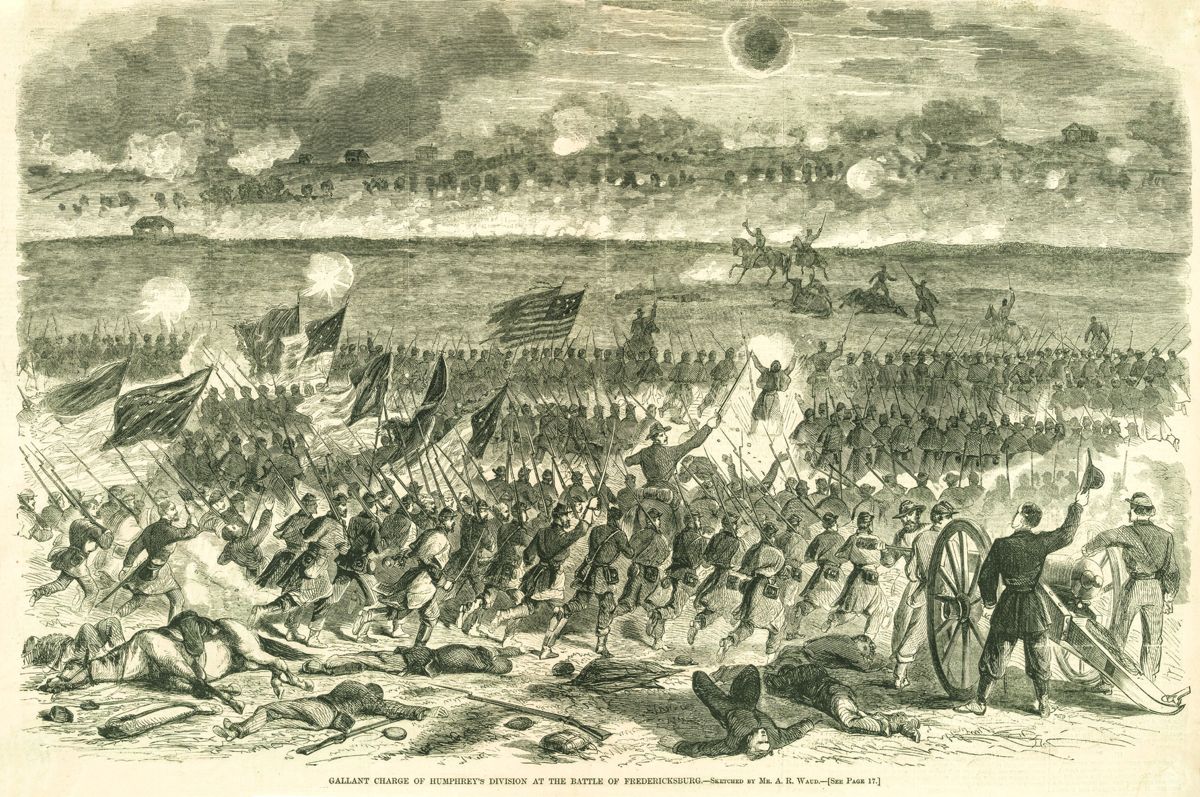 Gallant Charge of Humphrey’s Division at the Battle of Fredericksburg. Sketch by Alfred Waud. Published in: Harper’s Weekly, January 10, 1863, p. 24-25.