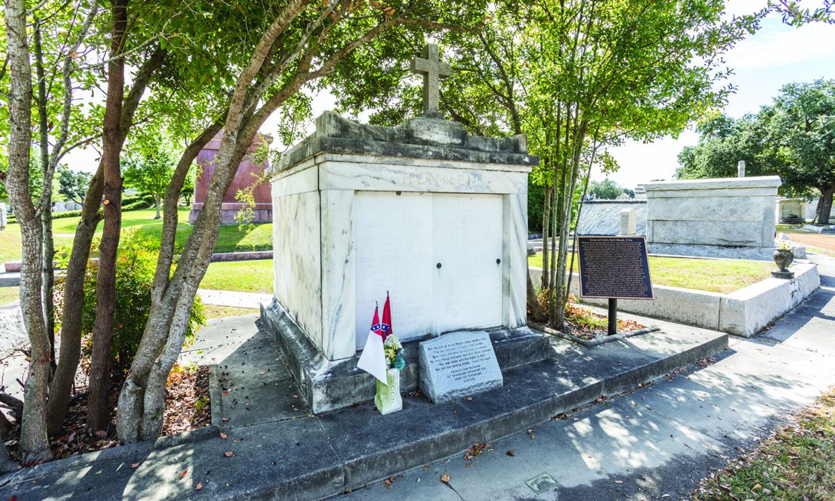 View of the Hennen family tomb in Metairie Cemetery in New Orleans.