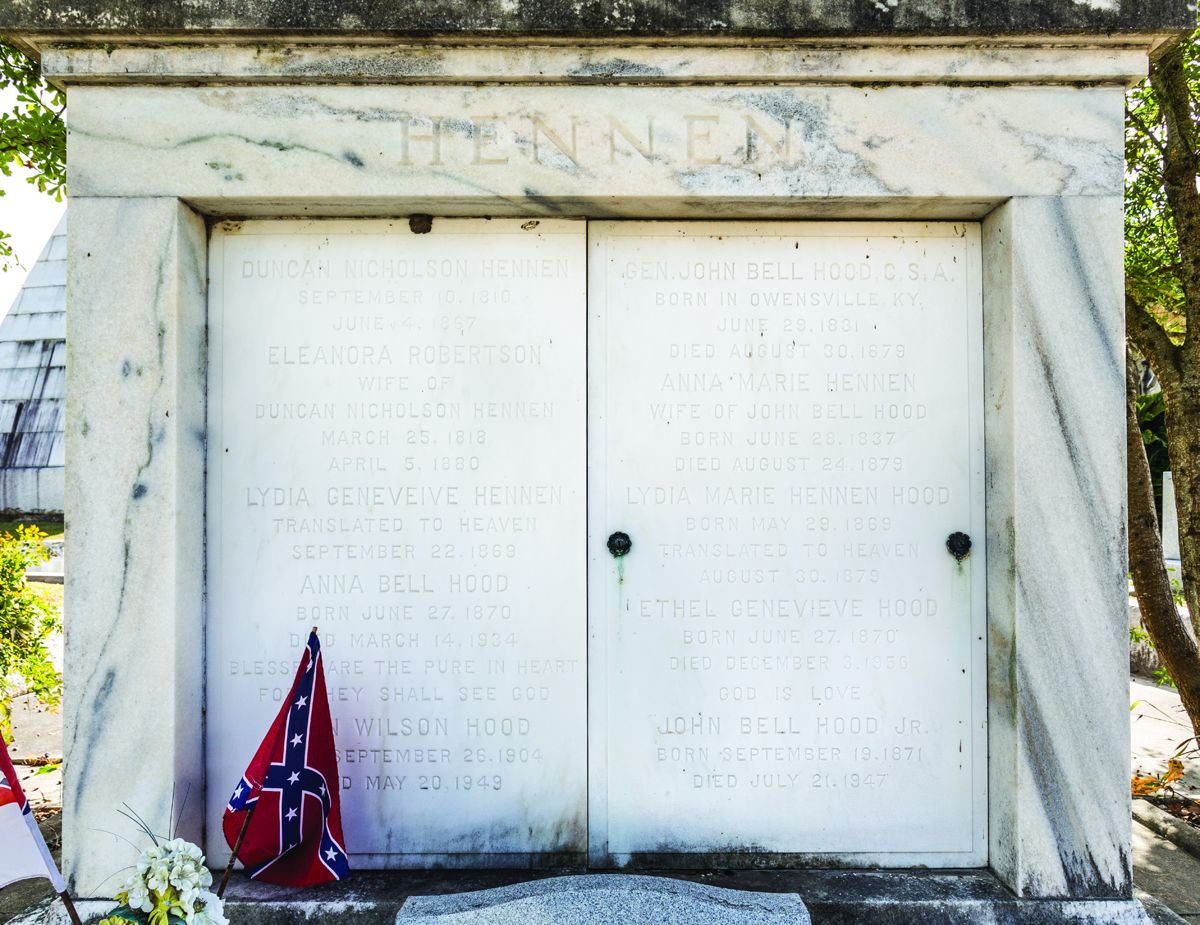 The Hennen family tomb where Hood and some of his relatives are interred.