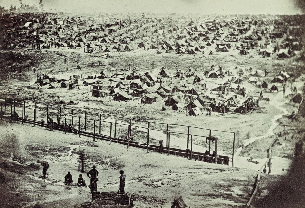 Andersonville prison photograph taken on August 17, 1864. (Library of Congress)
