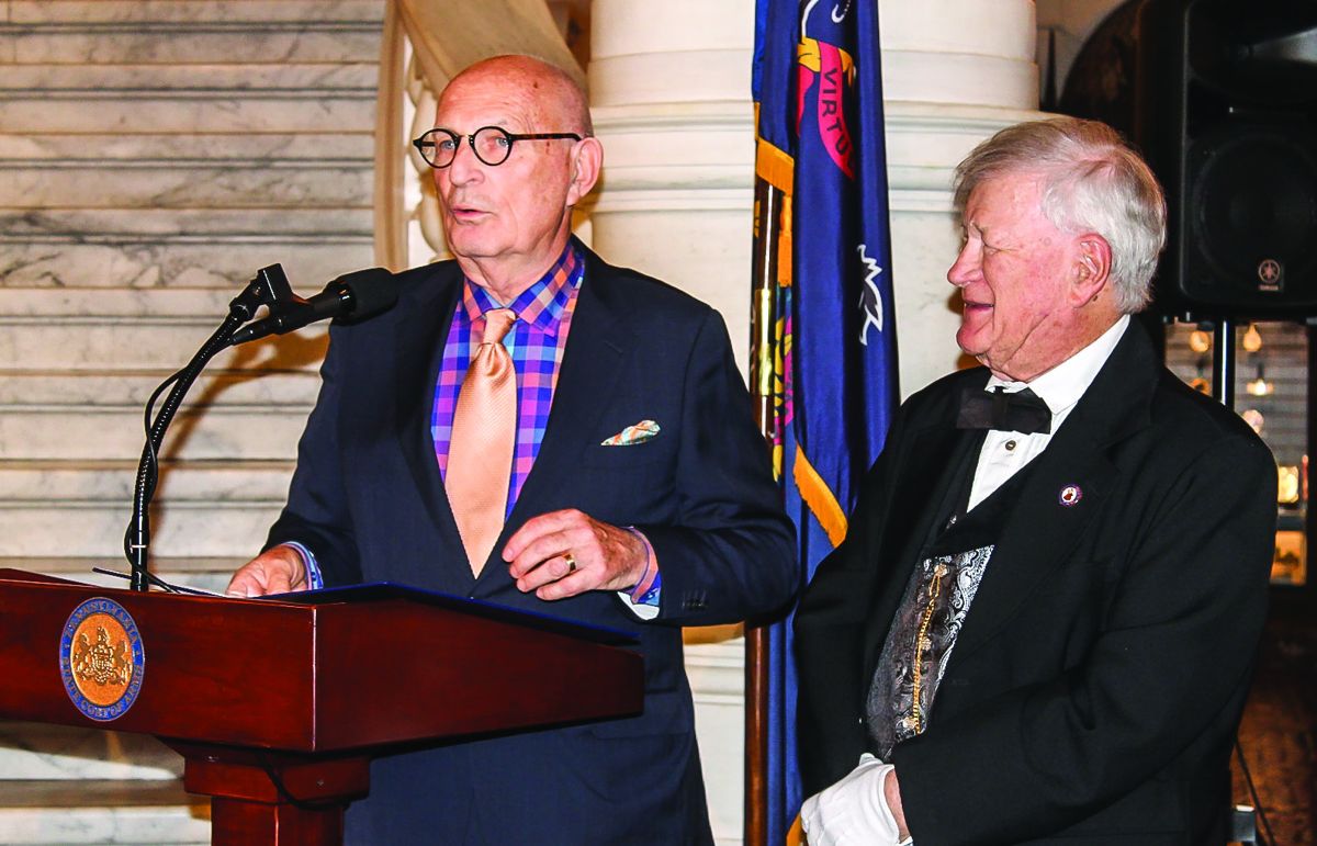 David Klinepeter (right) was presented a Pennsylvania House of Representatives Citation by Rep. Readshaw for his service to the Pennsylvania Gettysburg Monuments Project. (CWDF Photo)