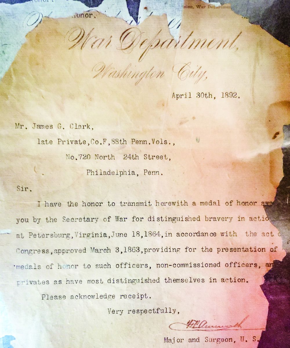 Rarely seen original transmittal document for the 1892 MOH.