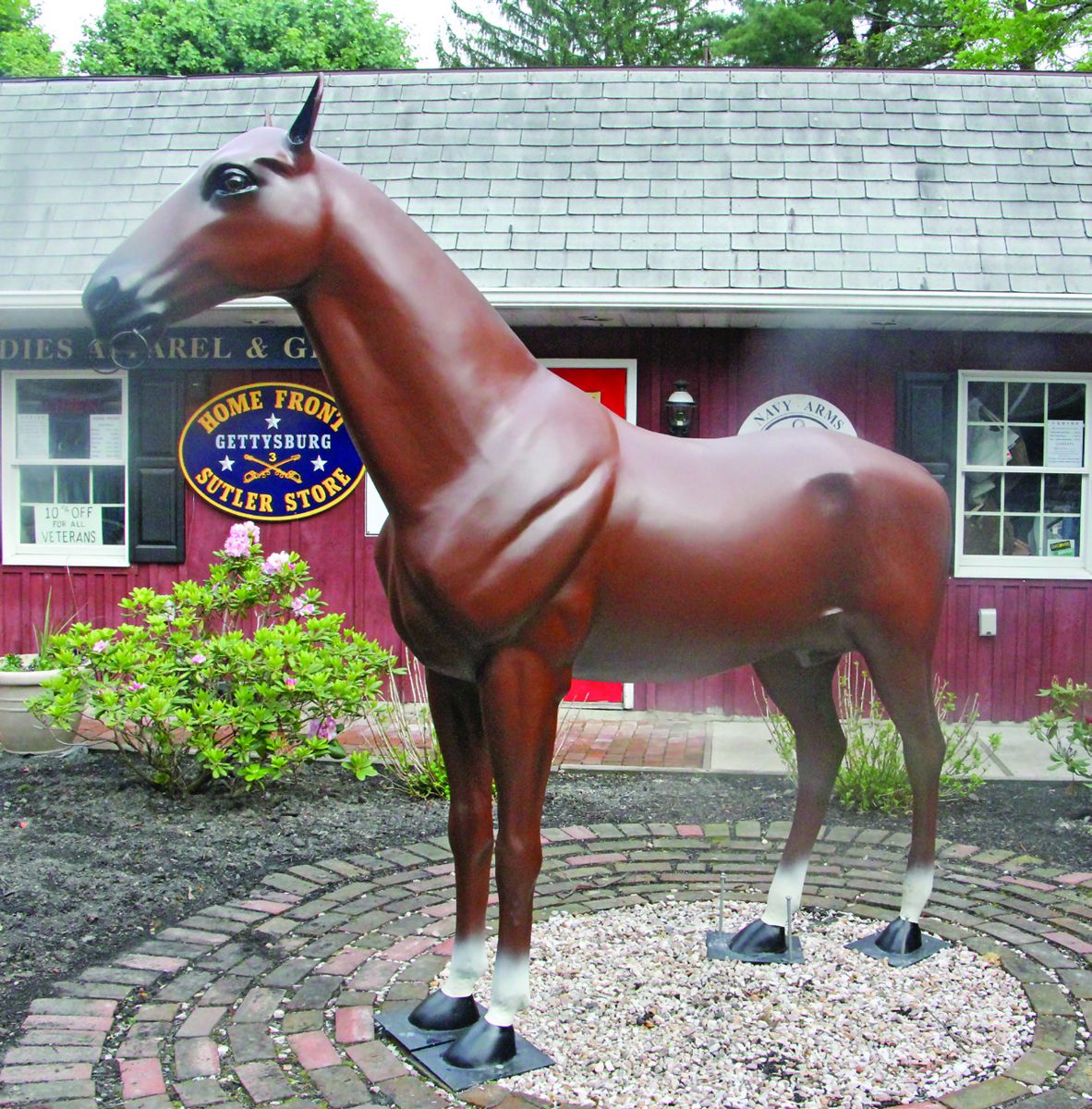 “Ned The Horse” after restoration. Visitors can see him in the Old Village in Gettysburg. In the mid-1900s Cliff Arquette opened the Charley Weaver Museum of the Civil War in Gettysburg, Pa. The Museum was housed in a building that had served as headquarters for General O.O. Howard during the Battle of Gettysburg, and remained in operation for about ten years.