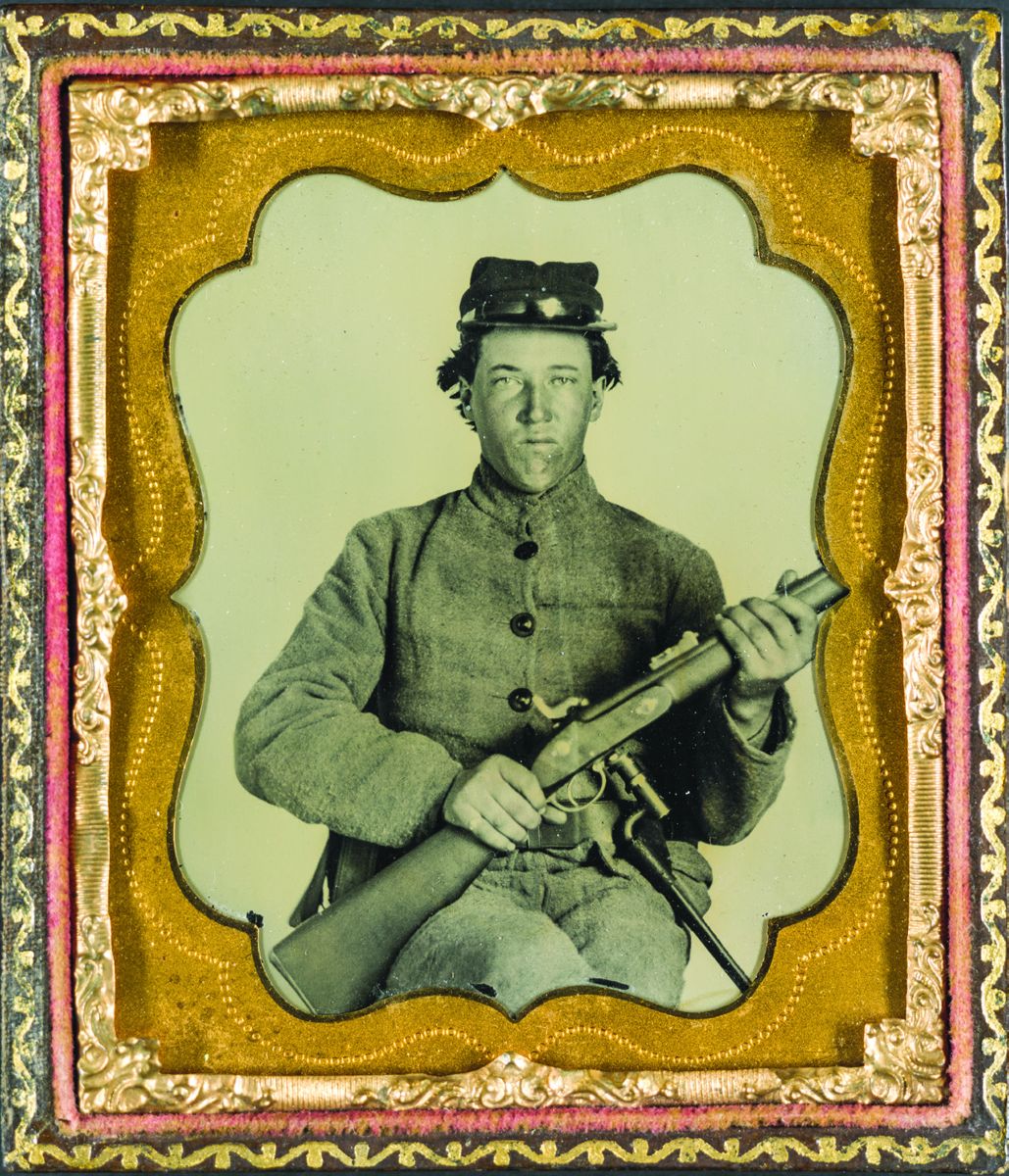 Unidentified Confederate Soldier with Enfield long rifle. (Library of Congress)