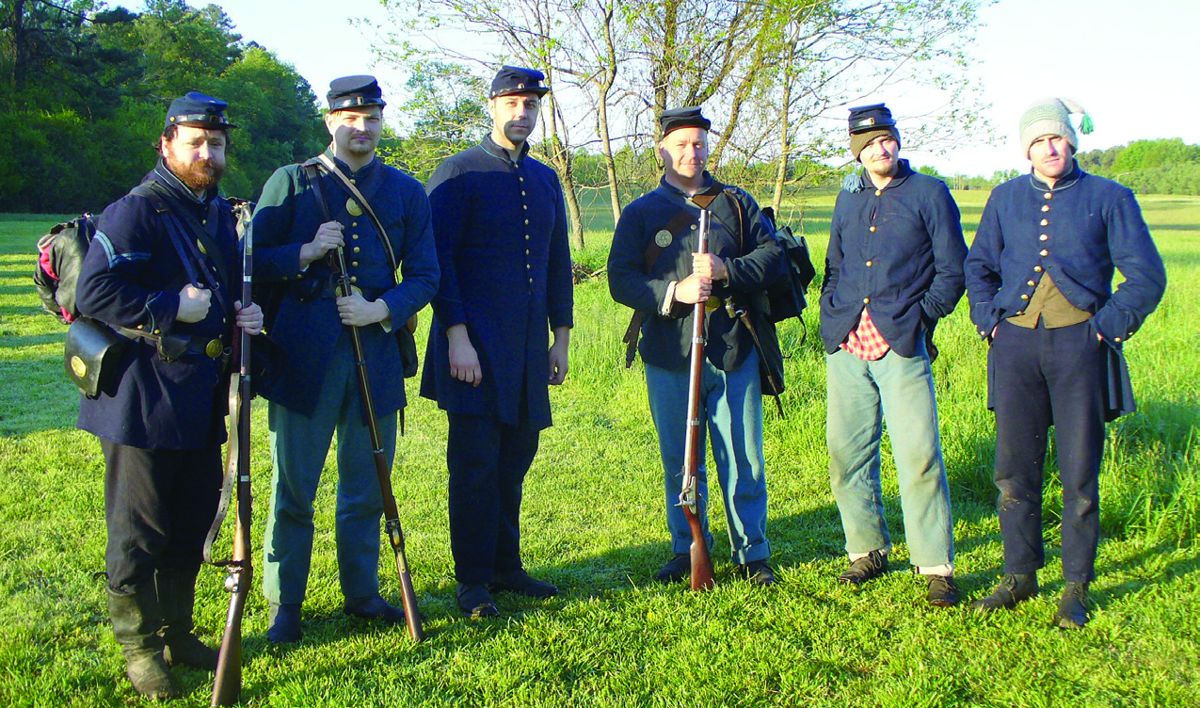 Federal infantrymen, (left to right): Patrick Salland, Caleb Horton, Dane Utter, Tom Craig, Bob Bowser and Scott Calcagni. (Guy Covey)