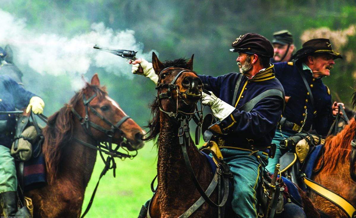 Harry Moloney, Rock Camp, W. Va., 2nd U.S. Cavalry, Co. A, fires on the retreating Confederates during the fight at Namozine Church.
