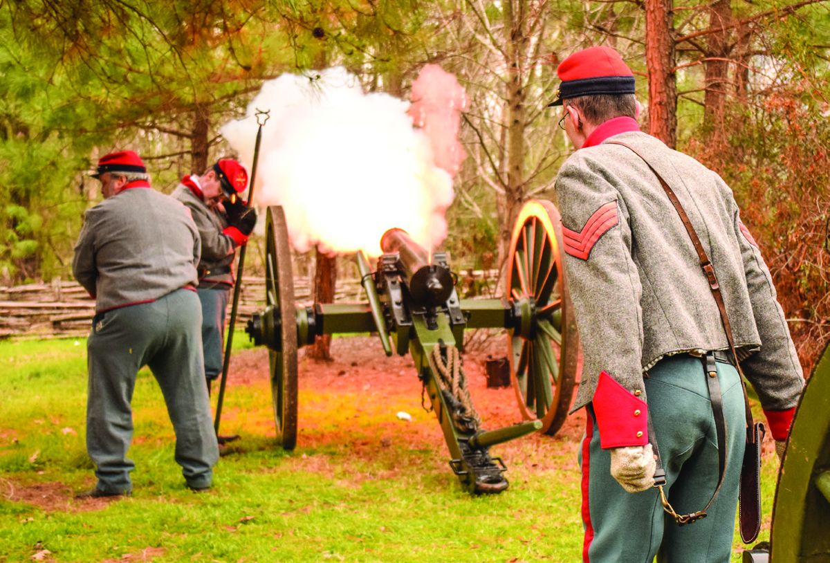 Norfolk Light Artillery Blues firing their 12-pounder gun at the event.