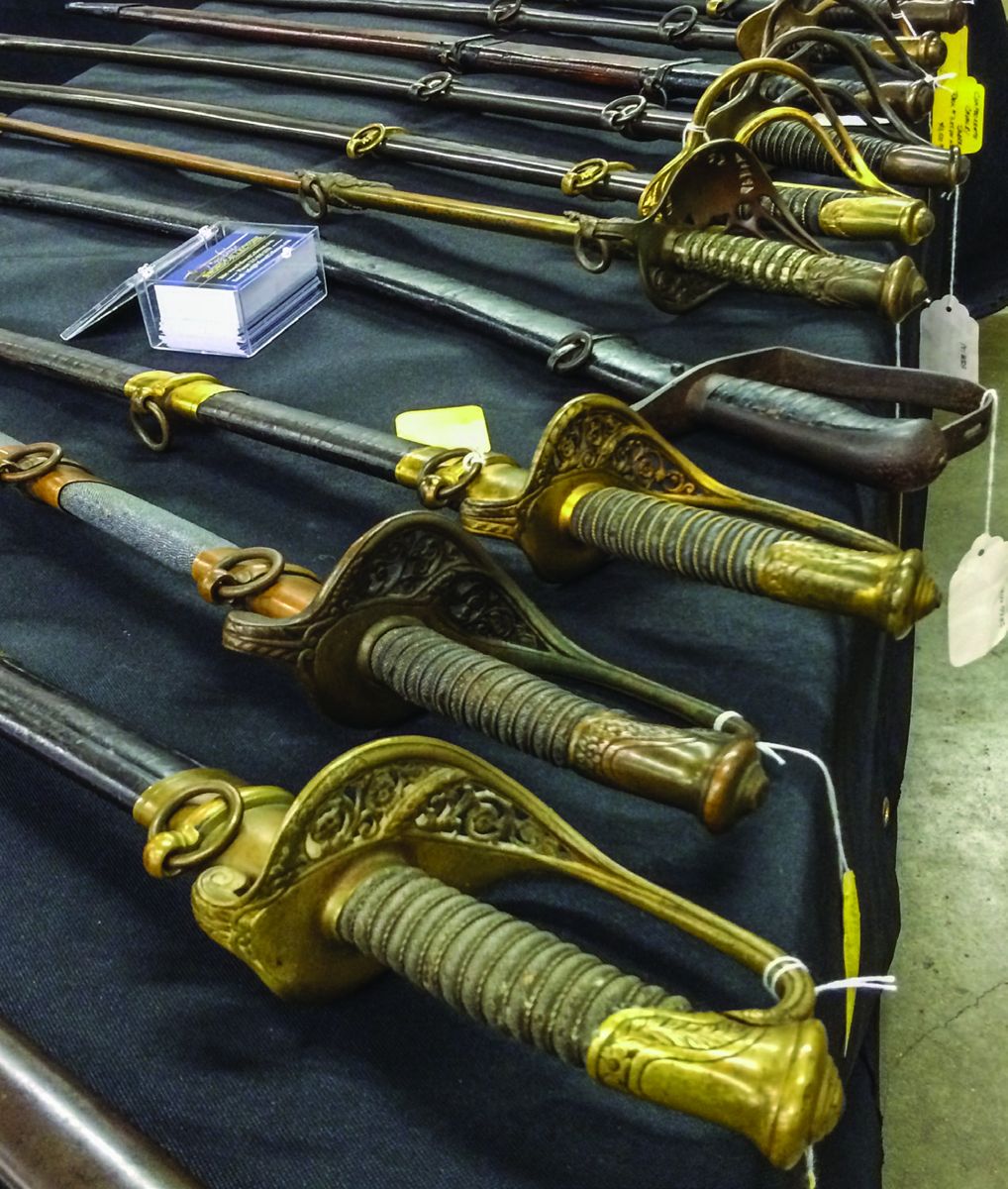 Swords, sabres, bayonets and other edged weapons were displayed for sale from weapons experts from around the country.