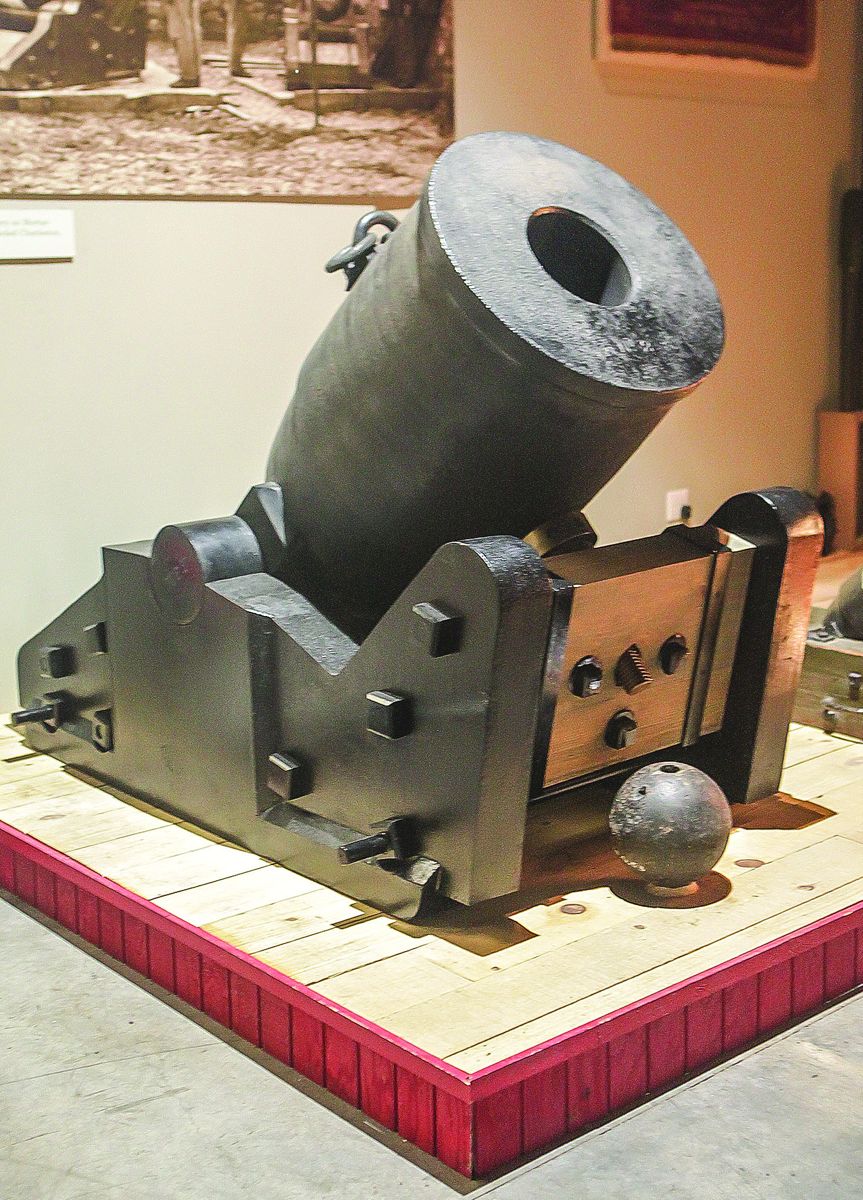 U.S. M1841 10-inch Seacoast Mortar after placement on carriage.