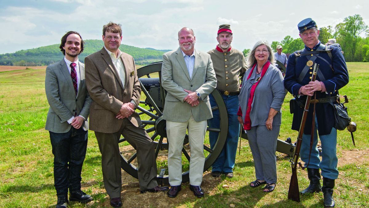 Group at the dedication ceremony, L-R: Mark Coombs, Mike Block, William “Bill” Truitt, P resident, Jim Burgess, Diane Logan and Matthew “Matt” George.