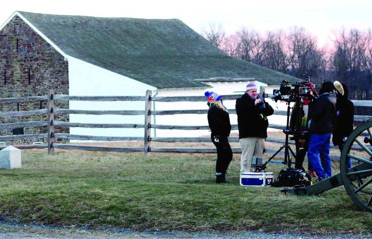 It was cold in Gettysburg when an AWP Productions film crew for a Richard Gere movie was shooting near the McPherson Barn. They left ahead of the big blizzard after two long days of filming. (Leon Reed)