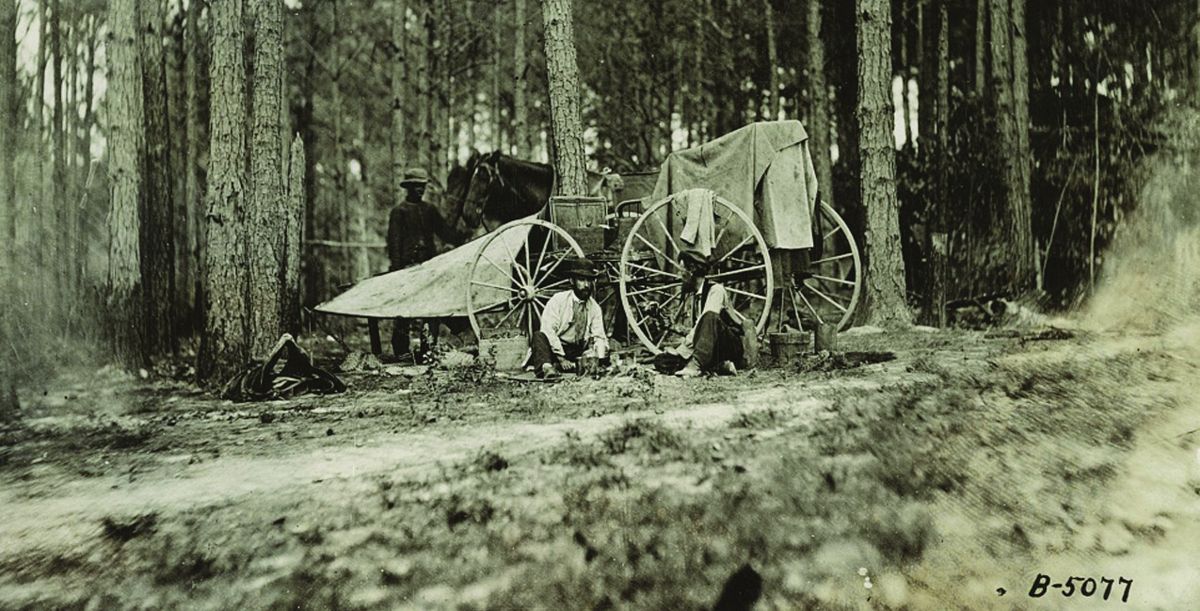 Brady’s photo outfit in front of Petersburg, Va. 1864.