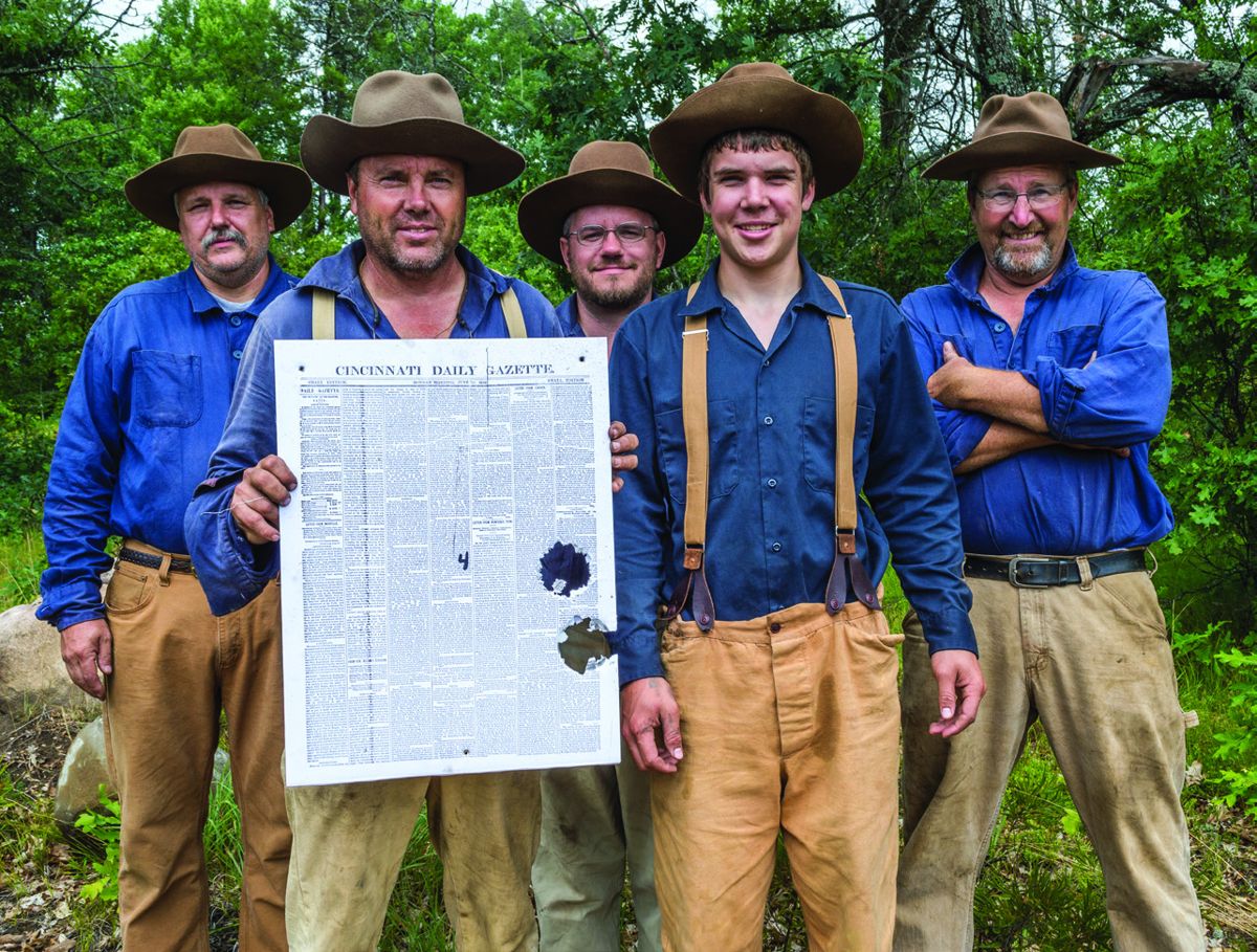 Knoll’s Illinois Independent Battery, winner of the 1,000 yard Bacon Creek Match, with their winning target with 2 hits totally within the Cincinnati Daily Gazette newspaper.