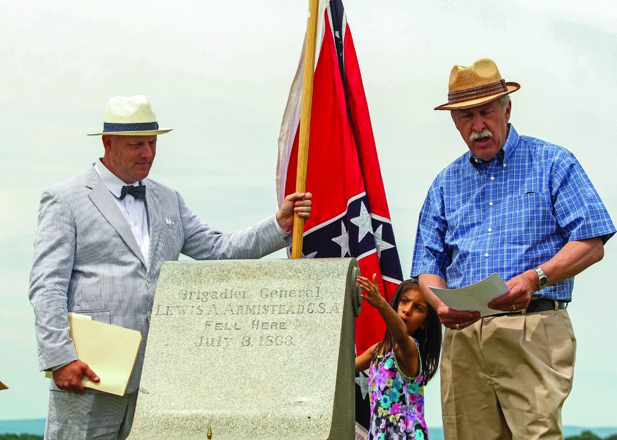 James Whitehead V (left) and James Whitehead IV at the Armistead marker.