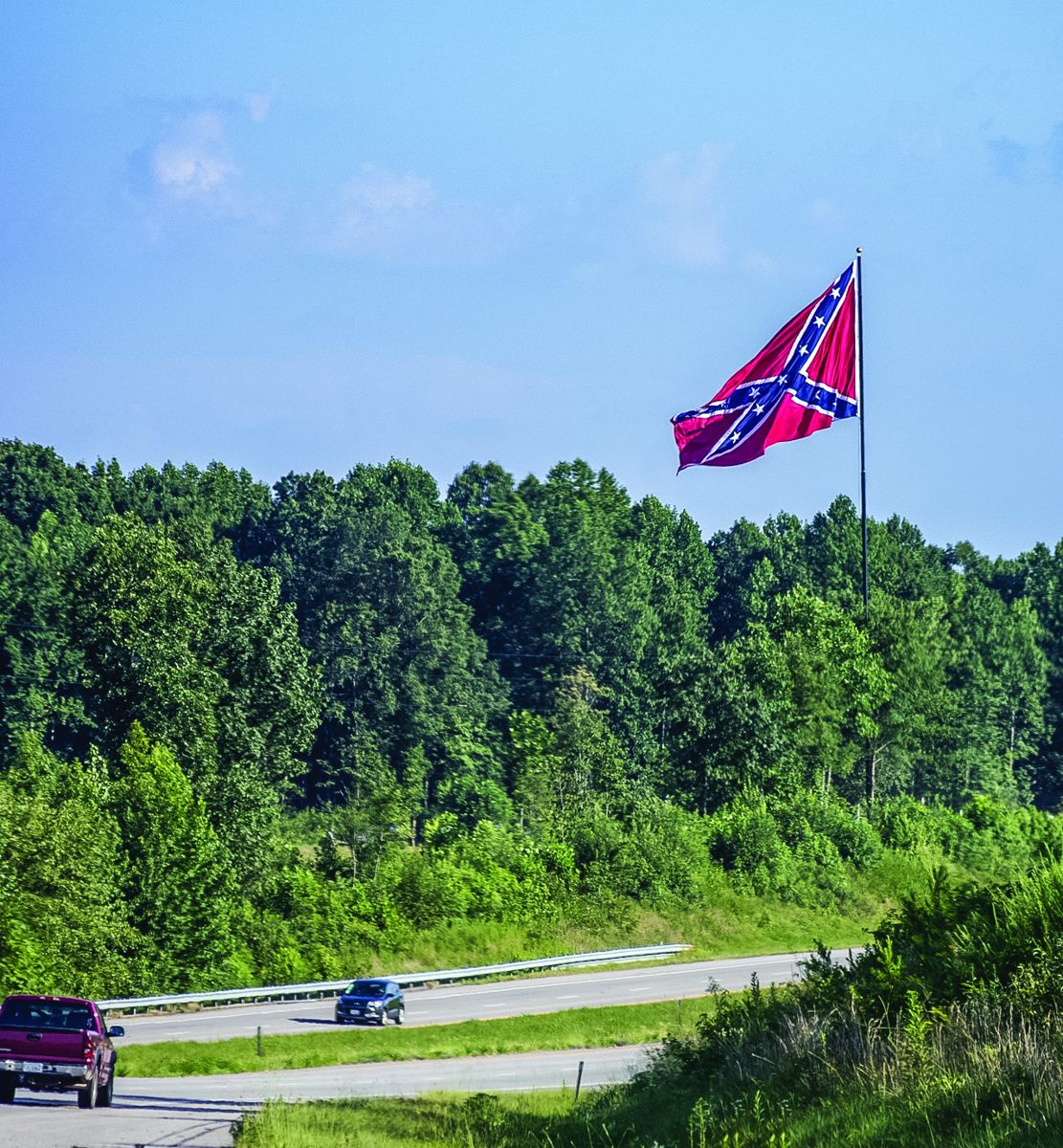 Gen. William Lewis Cabell Hwy 29 Memorial Battle Flag as seen from the bypass shortly after the dedication service Saturday, July 23rd.