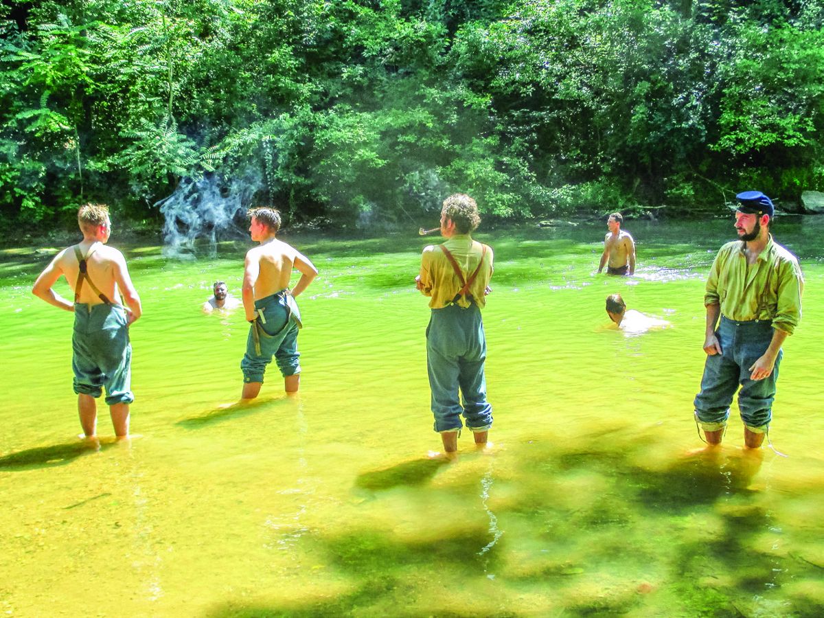 Antietam March 2016 Marchers cool off in Antietam Creek.