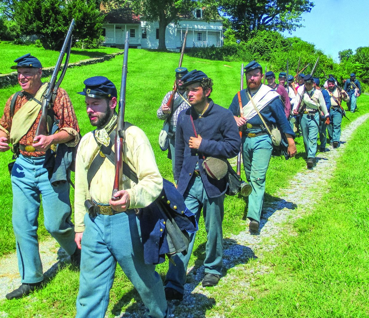 Antietam March 2016 Dan Paterson, Craig Schneider, Tyler Mink, Peter Morrill, march by the Roulette Farm.