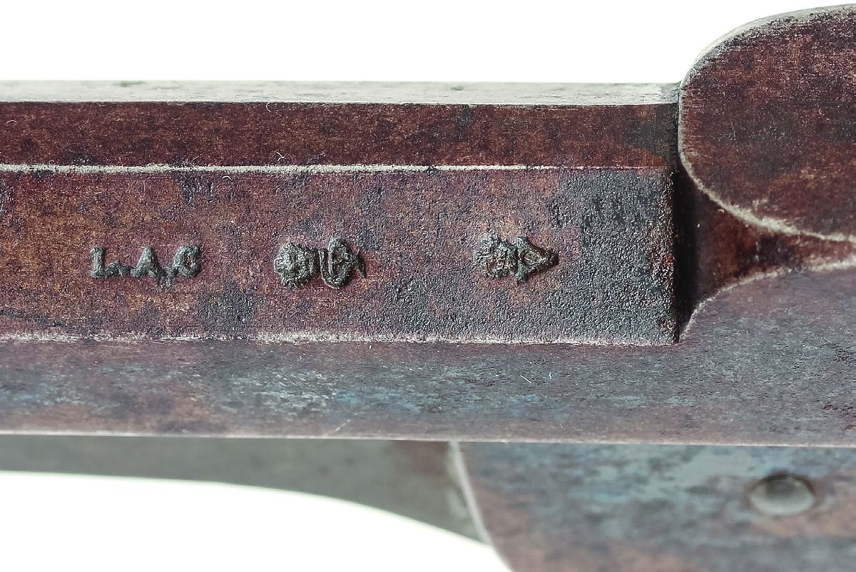 L.A.C. makers marks and London commercial proof and view marks on the barrel of Kerr #9193.