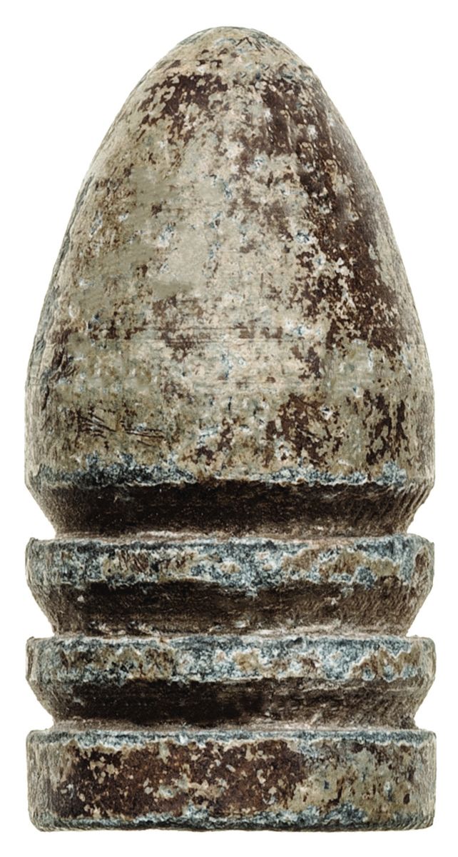 Unfired U.S. .58 caliber 3-ring Minié ball excavated from a Civil War battlefield. (Jack Melton)
