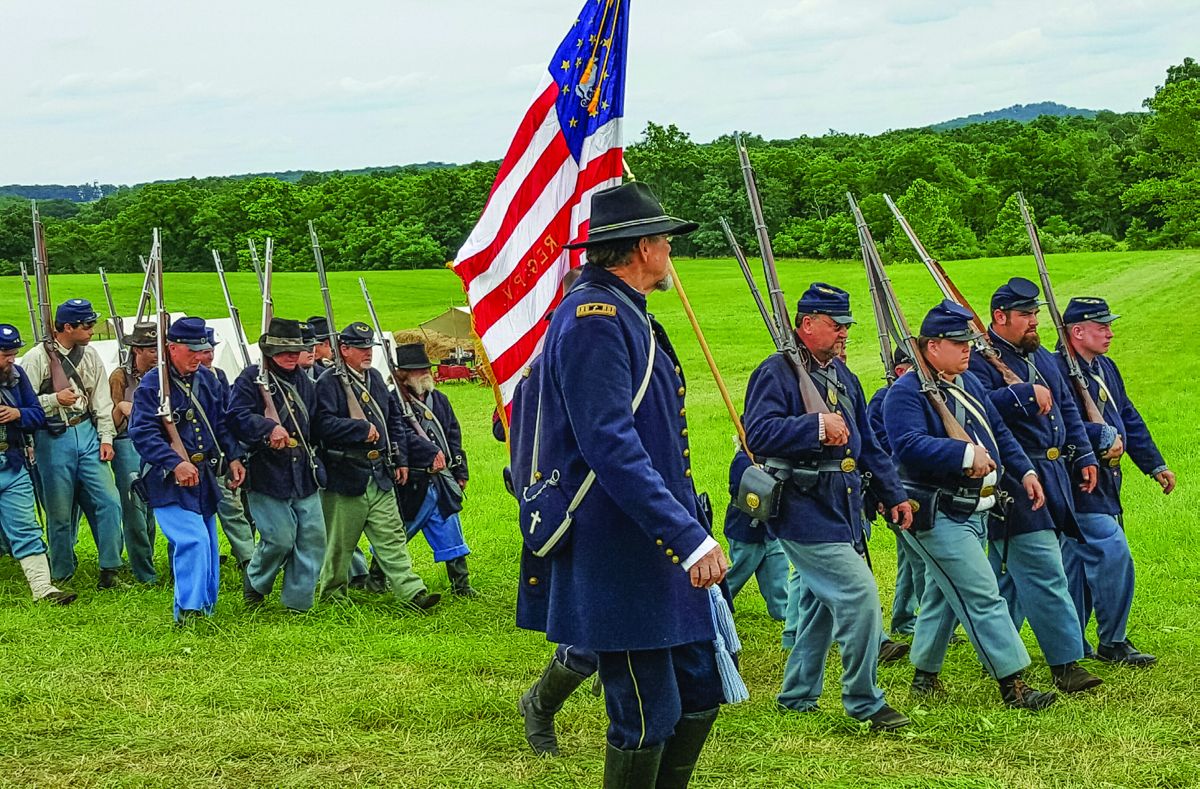 Union troops march in to await the Confederate assault on Cemetery Ridge to culminate the battle and the (Sarita Ricchiuto)