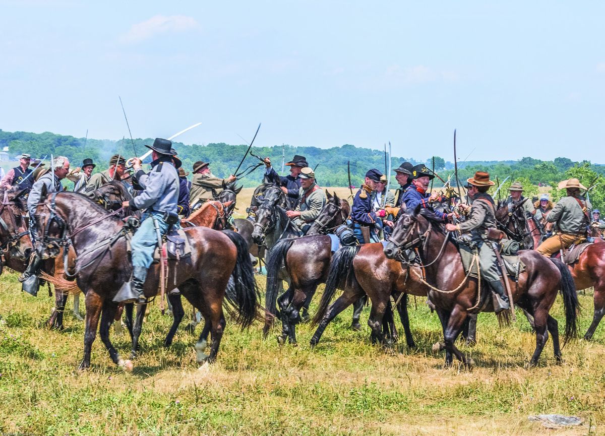 Cavalry fights are furious, confusing events as portrayed in this photograph by the talented photographer Sandy Goss.