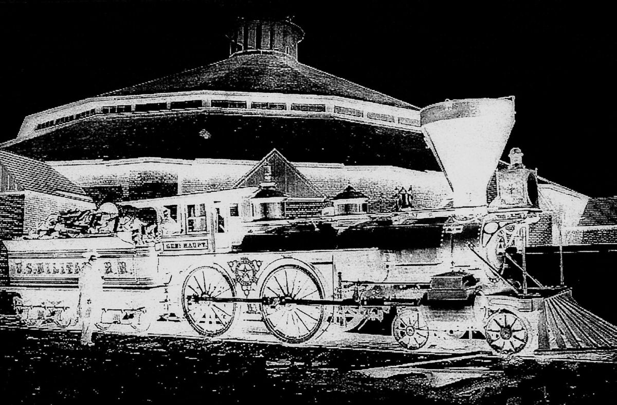 This is the locomotive that was pulling the train load of Confederate prisoners. The locomotives were confiscated by the Union Army and were designated as Military Railroad.
