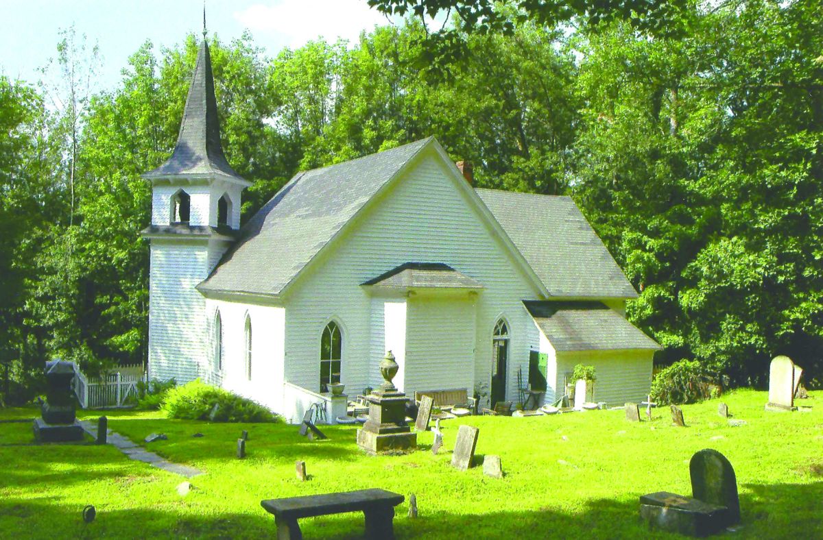 The former Congregational Church that now serves as a private residence. The small, well kept cemetery contains graves of Union soldiers, plus others from the French & Indian War and the American Revolution.