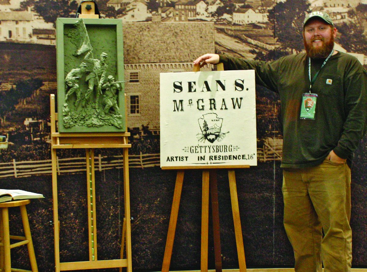 Artist in residence Mr. Sean S. McGraw at his Gettysburg National Military Park Visitor Center studio.