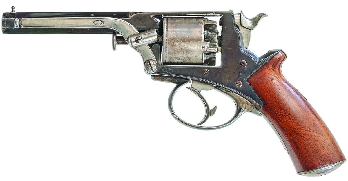 4th Model Tranter “Single Trigger” Revolver, 80-Bore, with Tranter patent “T-suffix” serial number and special order smooth grips, retailer marked by T.W. Radcliffe of Columbia, S.C. (All photos Tim Prince)