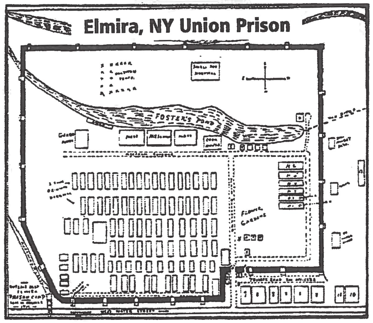 A drawing of the projected Elmira POW Camp which proved to be too small.