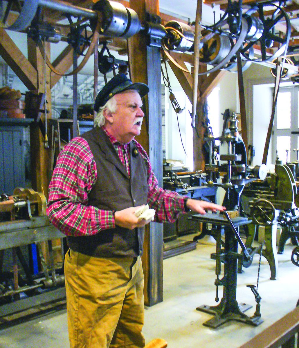 George Osbourne, Seasonal Ranger, of Galveston Island, Texas, explains how the various machines in the Industry Museum were used.