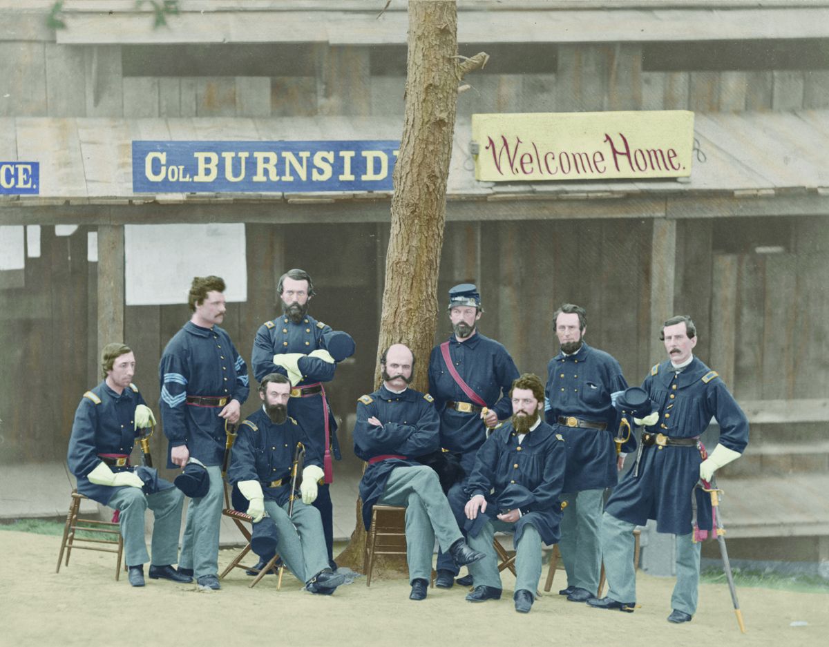 Officers of 1st Rhode Island Volunteers, Camp Sprague, 1861; Colorization © 2017 civilwarincolor. com courtesy civilwarincolor.com/cwn