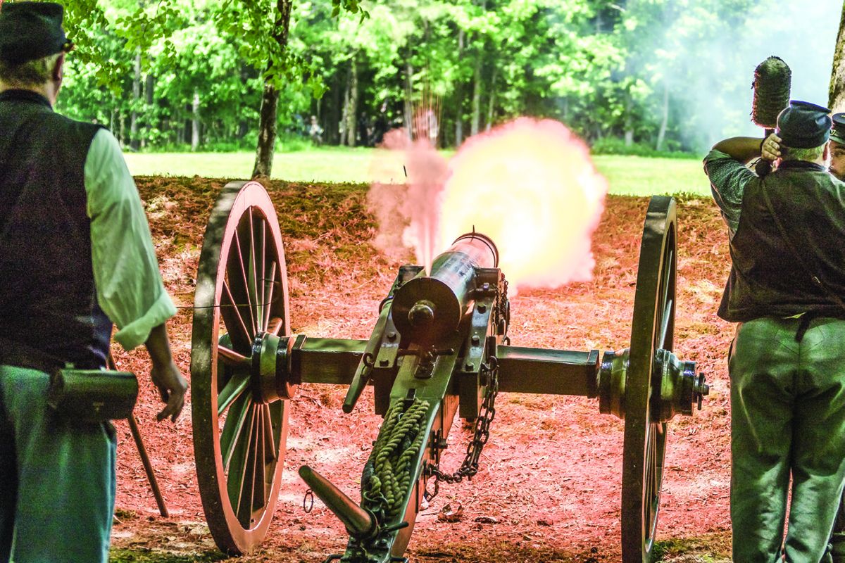 Cannon blast from the Union entrenchments.