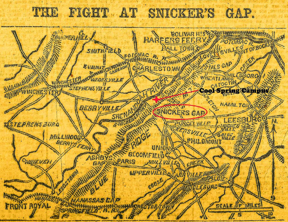 Embellished map of Snickers Gap taken from the Nov. 4, 1862, edition of The New York Herald. (Jonathan A. Noyalas private