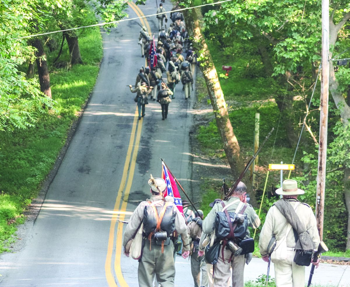 A.P. Hill Marchers Climbing a Hill on Bakerton Road.