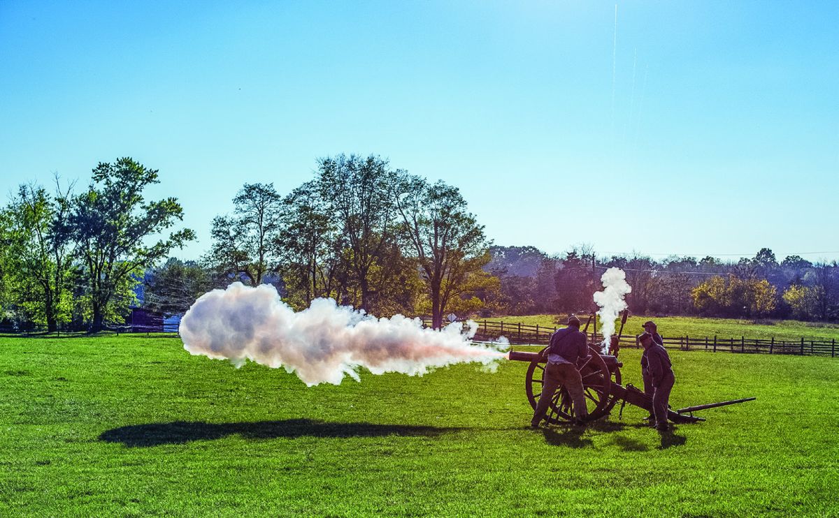 Confederate artillery firing at the Union troops. (Heather Sawyer)