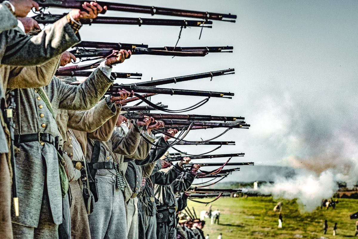 Confederate Infantry firing.