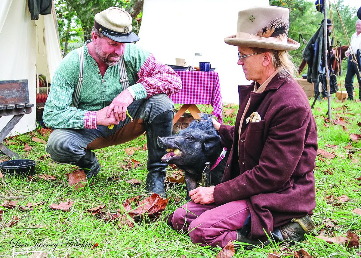 Ed and Carla Bartlett, who are from Hallam, Penn., are feeding their cavalry camp mascot, Pinky, a banana. (All photographs this page by Lisa Meissner aka Lisa Tierney Hawkins) Sources: 1.