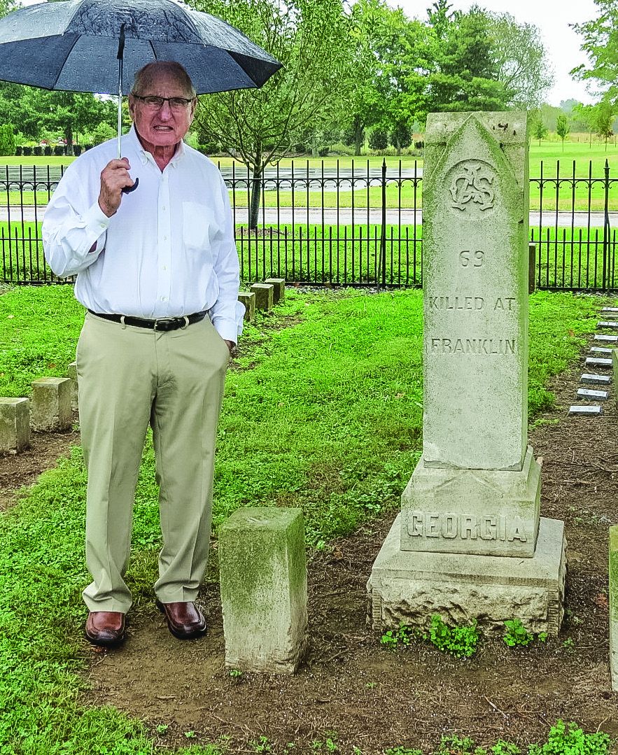 Vince Dooley at the Georgia section of the Confederate Cemetery in Franklin. (Greg Wade)