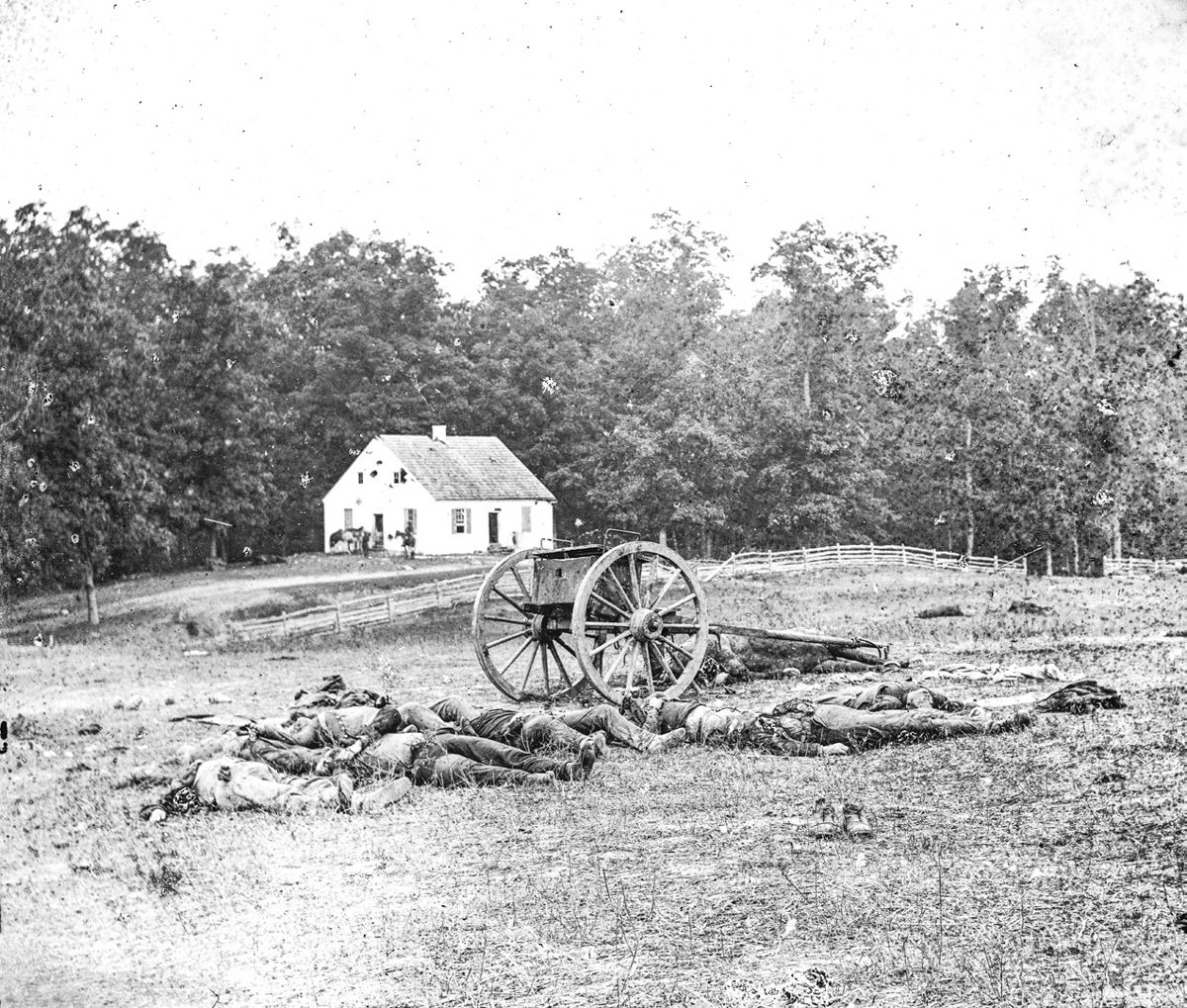 Dead in front of Dunker Church on the Antietam Battlefield. (Library of Congress)