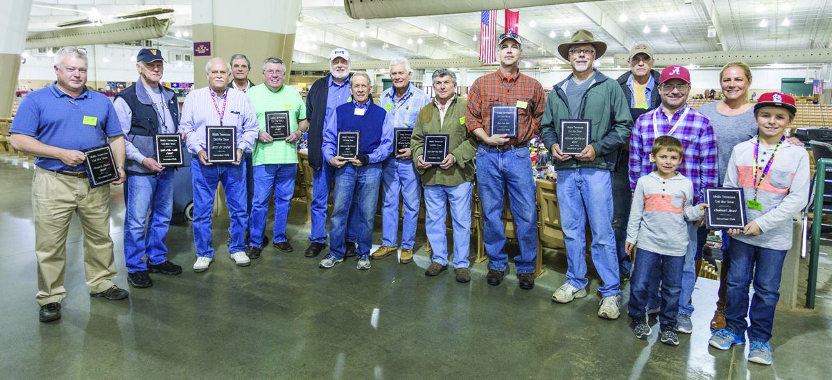 Don Phillips and Bill Blackman with their award winning display of Confederate buckles and plates.