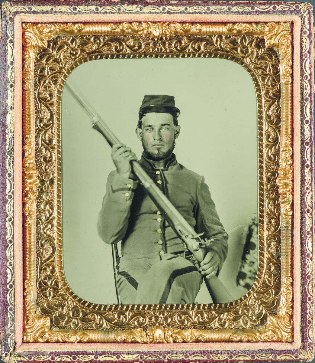 “Unidentified soldier in Confederate uniform with flintlock musket.” (Library of Congress, Liljenquist Family Collection of Civil War Photographs)