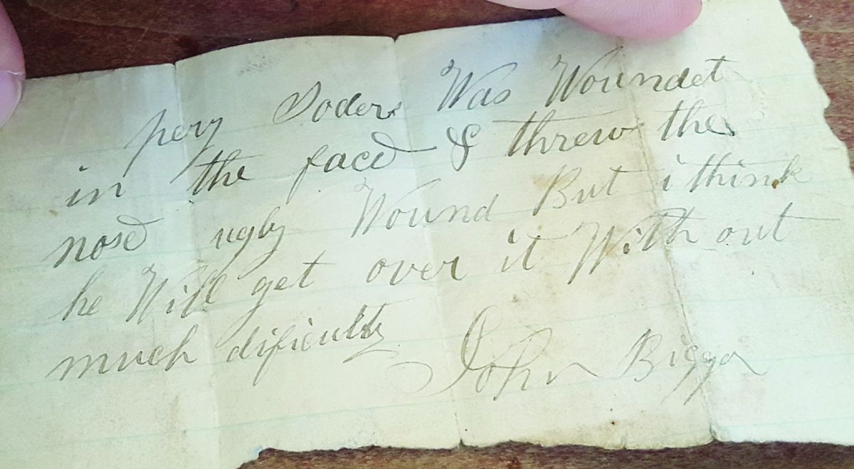 John Bigger’s note concerning Schroeder’s wound.