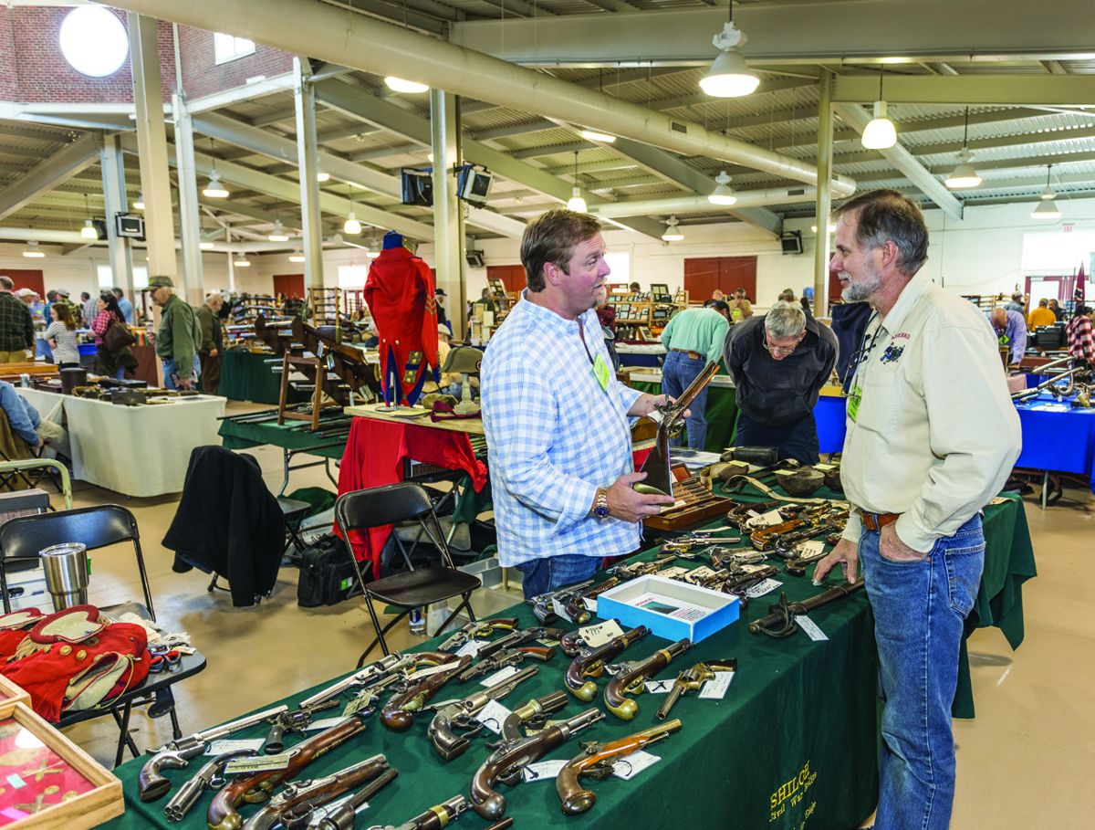 Rafael Eledge, owner of Shiloh Relics, talking to Carl Sitherwood about current trends in the relic business.